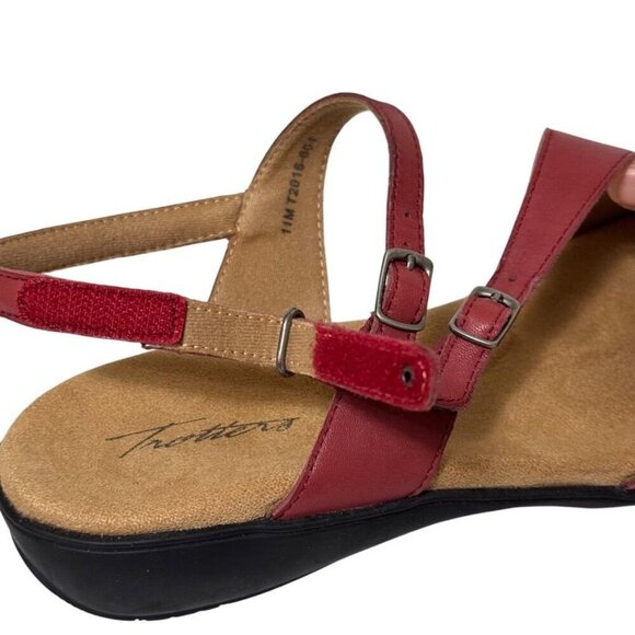 Trotters Riva Red Sandals Red Strappy Adjustable Hook/Loop Buckles Women's Sz 11 - Picture 9 of 10